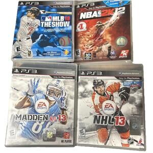 PS3 Sports Game Lot MLB 10 The Show NBA 2K12 Madden 13 NHL 13 4pc CIB